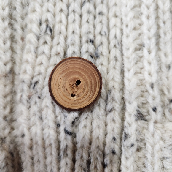 EPAULET x Northern Watters Knitwear Heirloom Ecru Nep Hooded Wool Cardigan sz 36 - Picture 4 of 10